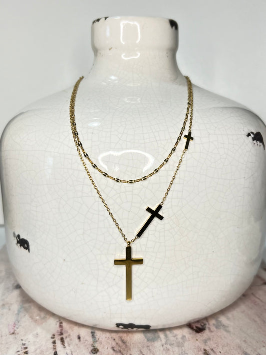 Double three cross Necklace